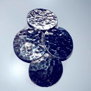 Sterling Silver Hammered design necklace pendant, about 2 inches long